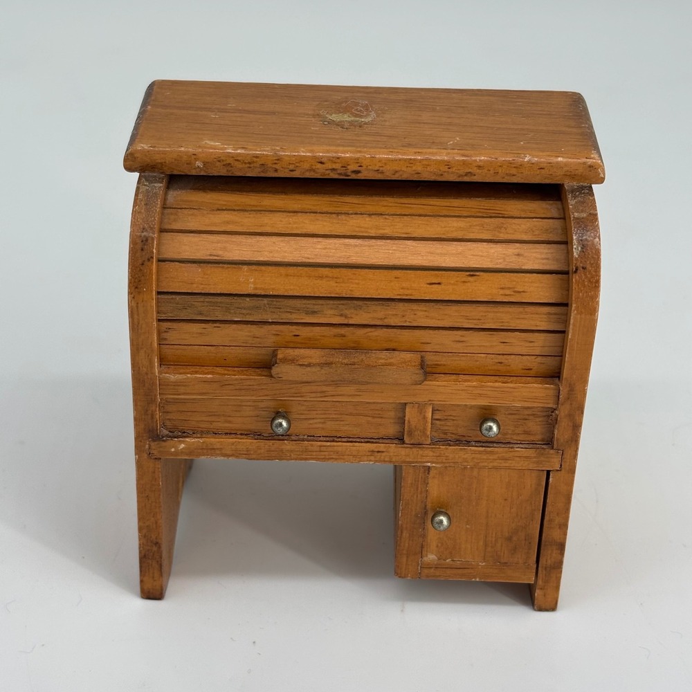 VTG George Good Miniature Roll Top Desk Music Box Wood *Parts only* Collectible